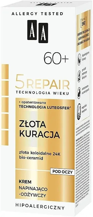 compare product AA Age Technology 5 Repair 60+ Gold Treatment укрепляющий и питательный крем для кожи вокруг глаз 15 ml