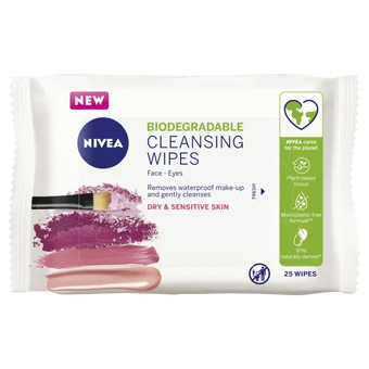 compare product NIVEA Gentle Makeup Removing Wipes – sausai ādai 25 wipes