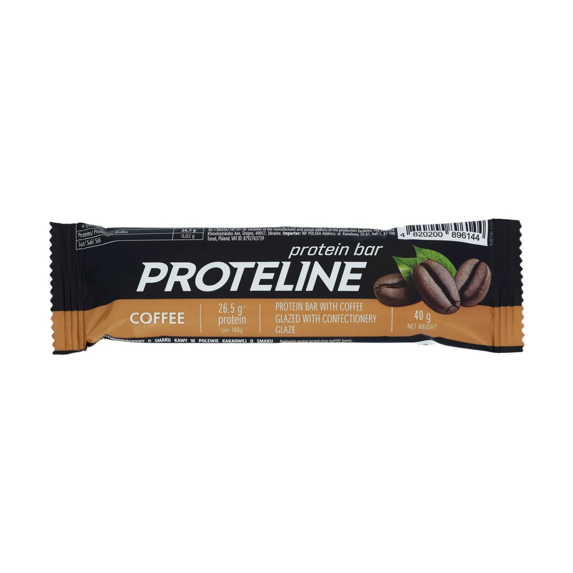 PROTELINE - Protein bar with coffee glazed with confectionery glaze (40g) PROTELINE