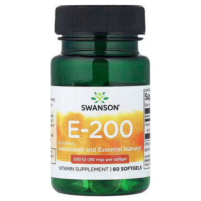 SWANSON VITAMIN E 200IU 60 capsules SWANSON